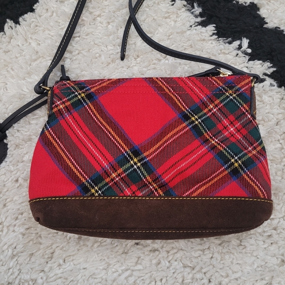Vintage authentic Dooney & Bourke plaid red black crossbody purse tartan - Picture 3 of 16